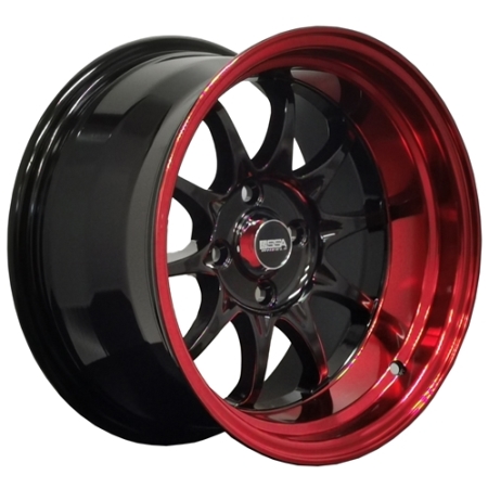 15X8 SSA 4X100 10 73.1 AGENT BLACK W RED LIP