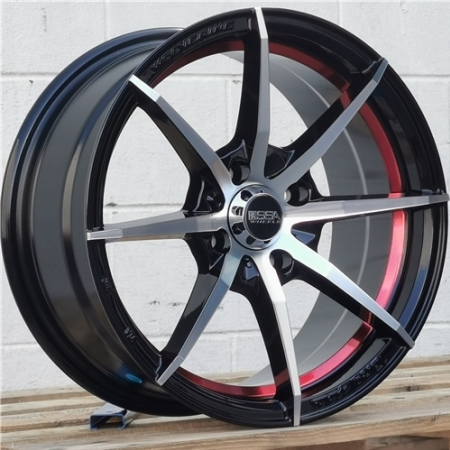 15X7 SSA 4X100 35 0000 FIT BLACK/MACHINE FACE & RED LINE