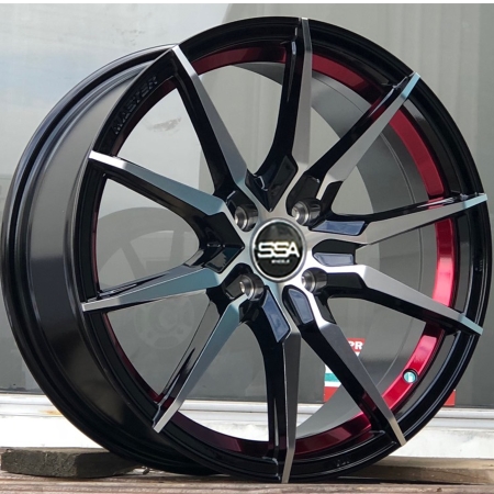 17X7.5 SSA 4X100 40 54.1 SWIFT BLACK/MACHINE FACE/RED LINE