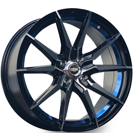 17X7.5 SSA 4X100 40 54.1 SWIFT BLACK/MACHINE FACE/BLUE LINE