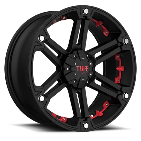 20X12 TUFF 6X139.7 -45 SATIN BLACK RED INSERTS